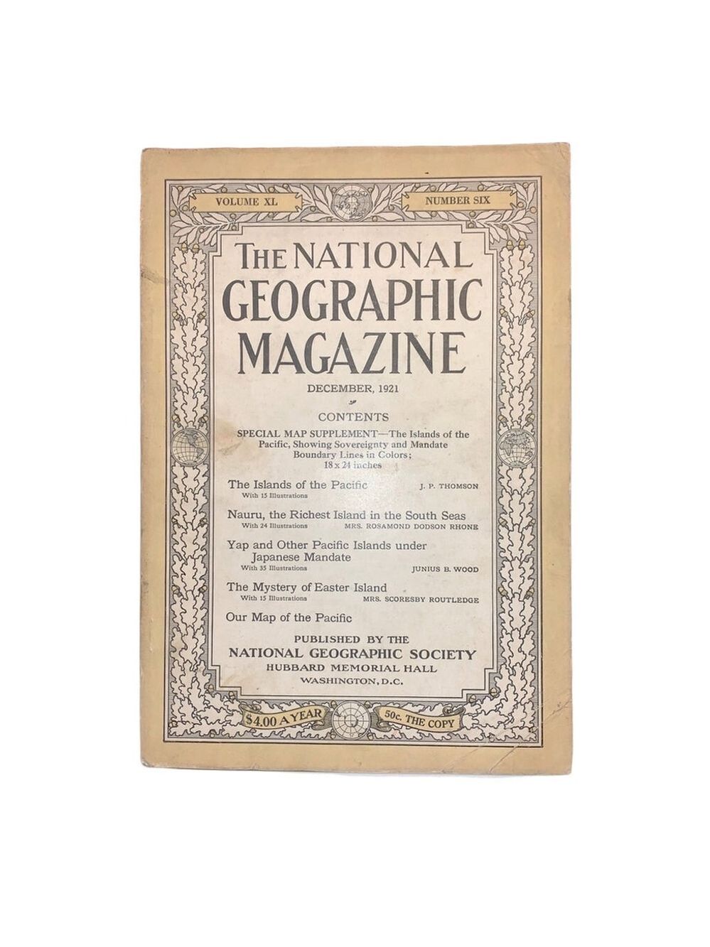 Dec 1921 National Geographic Magazine, no map